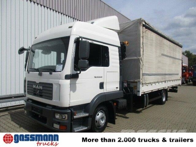 MAN TGL 12.240BL 4x2, mit Kran Hiab 088 mit Funk Φορτηγά Kαρότσα με ανοιγόμενα πλαϊνά