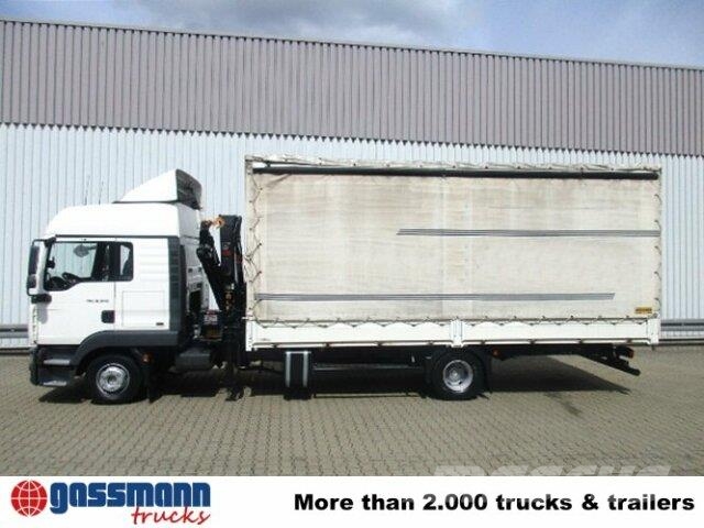 MAN TGL 12.240BL 4x2, mit Kran Hiab 088 mit Funk Φορτηγά Kαρότσα με ανοιγόμενα πλαϊνά
