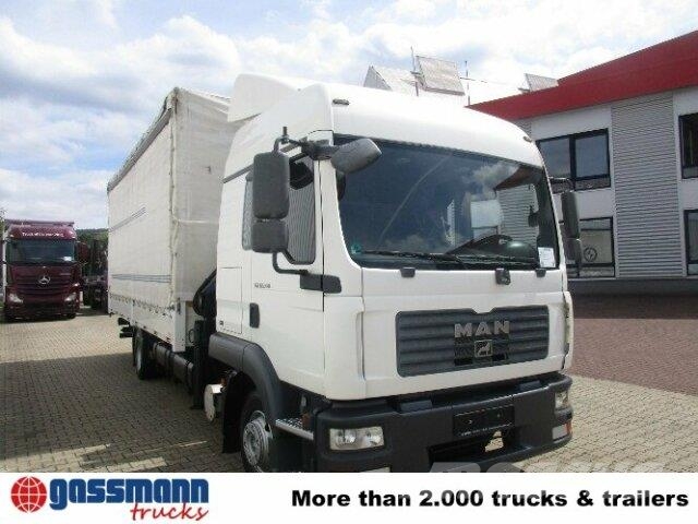MAN TGL 12.240BL 4x2, mit Kran Hiab 088 mit Funk Φορτηγά Kαρότσα με ανοιγόμενα πλαϊνά