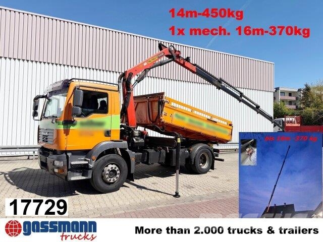 MAN TGM 18.280 4X2 BL, Kran Palfinger PK 10.501D, Camiones bañeras basculantes o volquetes