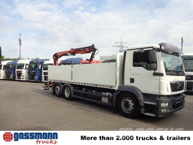MAN TGM 26.340 6x2-4 LL,Lenk-Liftachse, Heckkran, 플랫베드/드롭사이드 트럭