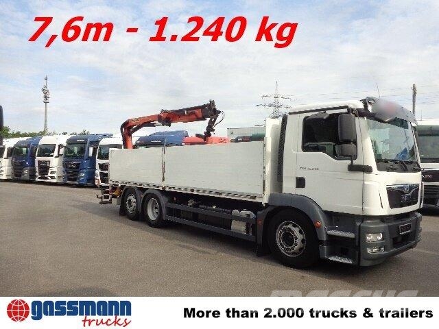 MAN TGM 26.340 6x2-4 LL,Lenk-Liftachse, Heckkran, 플랫베드/드롭사이드 트럭