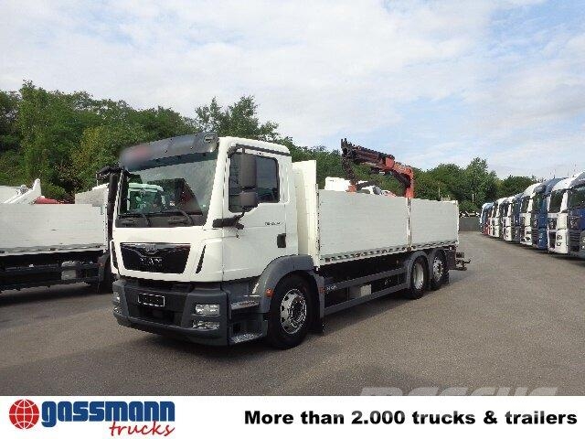 MAN TGM 26.340 6x2-4 LL,Lenk-Liftachse, Heckkran, 플랫베드/드롭사이드 트럭