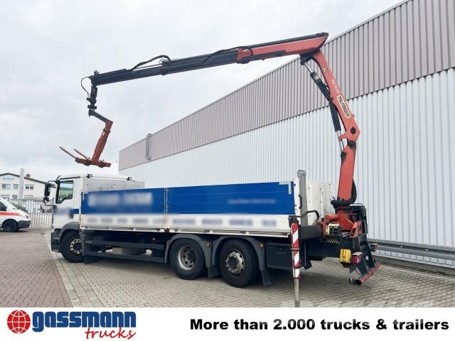 MAN TGM 26.340 6X2-4 LL, Lenk-/Liftachse, Heckkran 플랫베드/드롭사이드 트럭