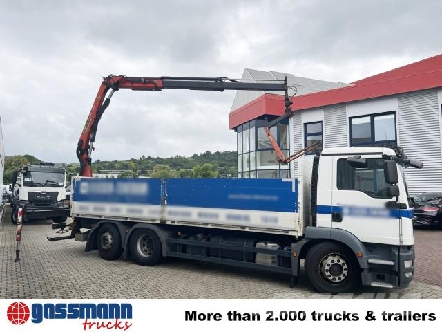 MAN TGM 26.340 6X2-4 LL, Lenk-/Liftachse, Heckkran 플랫베드/드롭사이드 트럭