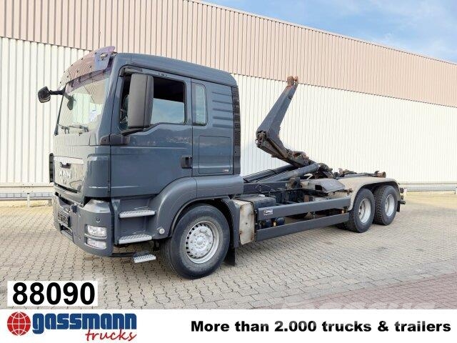 MAN TGS 26.440 6x4 BB, Meiller Schub-Knick 훅 리프트 트럭