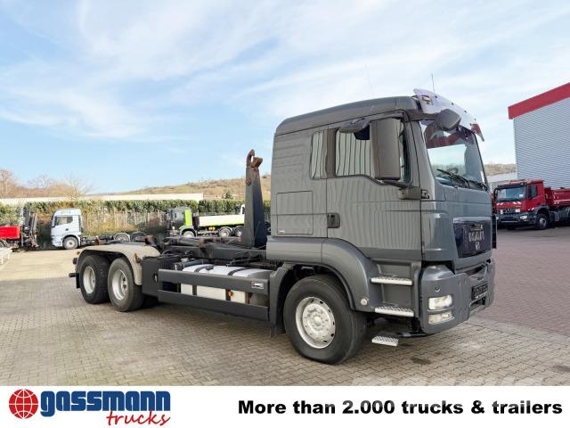 MAN TGS 26.440 6x4 BB, Meiller Schub-Knick 훅 리프트 트럭