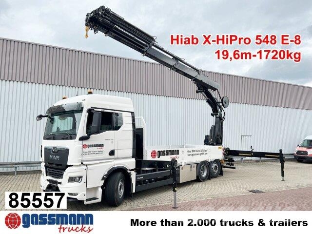 MAN TGX 26.510 6x2-4 LL, Kran Hiab X-HiPro 548 E-8, Platformas/izkraušana no sāniem