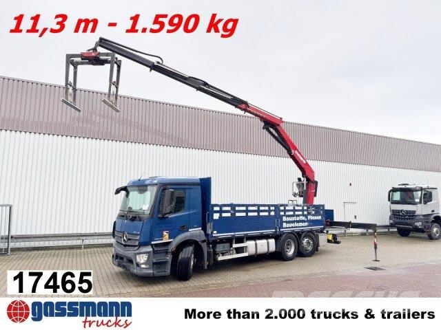 Mercedes-Benz Antos 2540 L 6x2, Heckkran HMF 2110-L3, Lenkachse Camiones plataforma