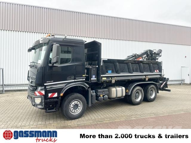 Mercedes-Benz Arocs 3345 K 6x4, Heckkran Hiab Jonsered 1300RS79, 덤프 트럭