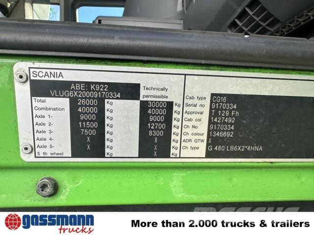 Scania G 480 6x2-4, Lenk-Liftachse, Hiab Kran Funk 166 Rol kiper kamioni sa kukom za podizanje tereta