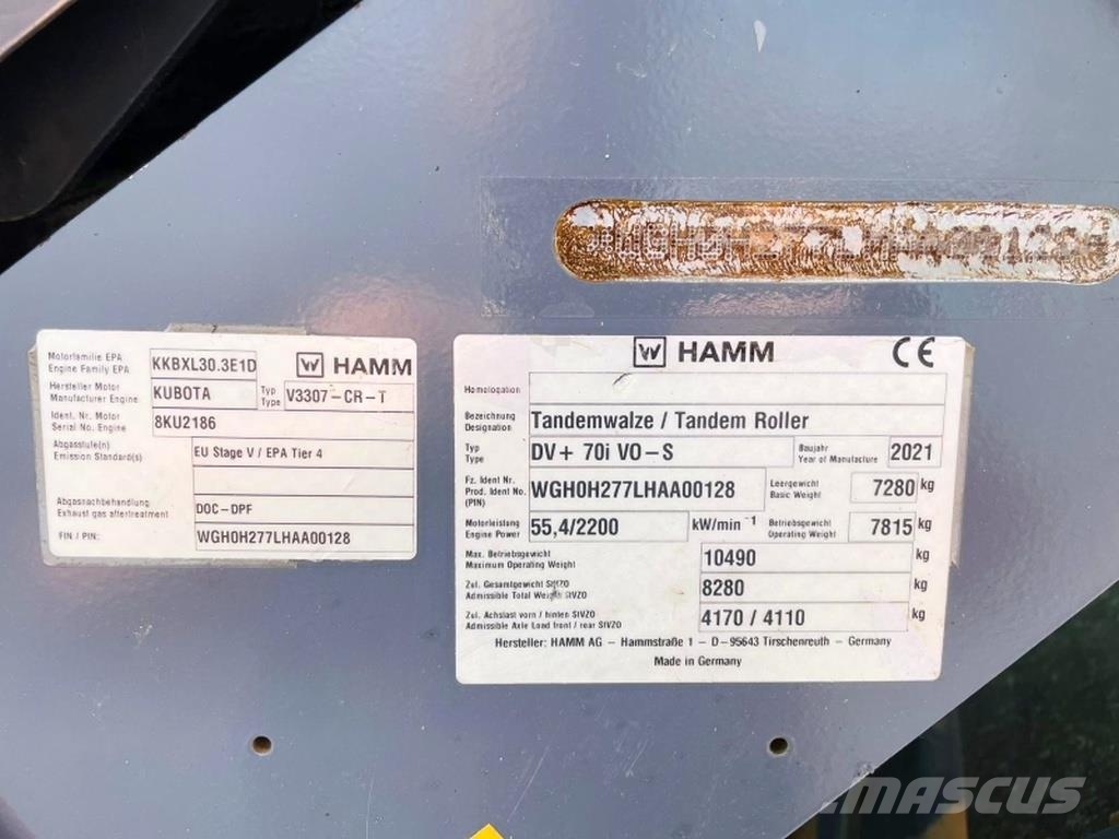 Hamm DV+70i VO-S Rodillos de doble tambor