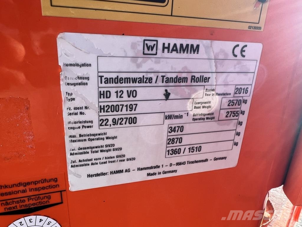 Hamm HD 12-VO Valjci sa duplim bubnjem