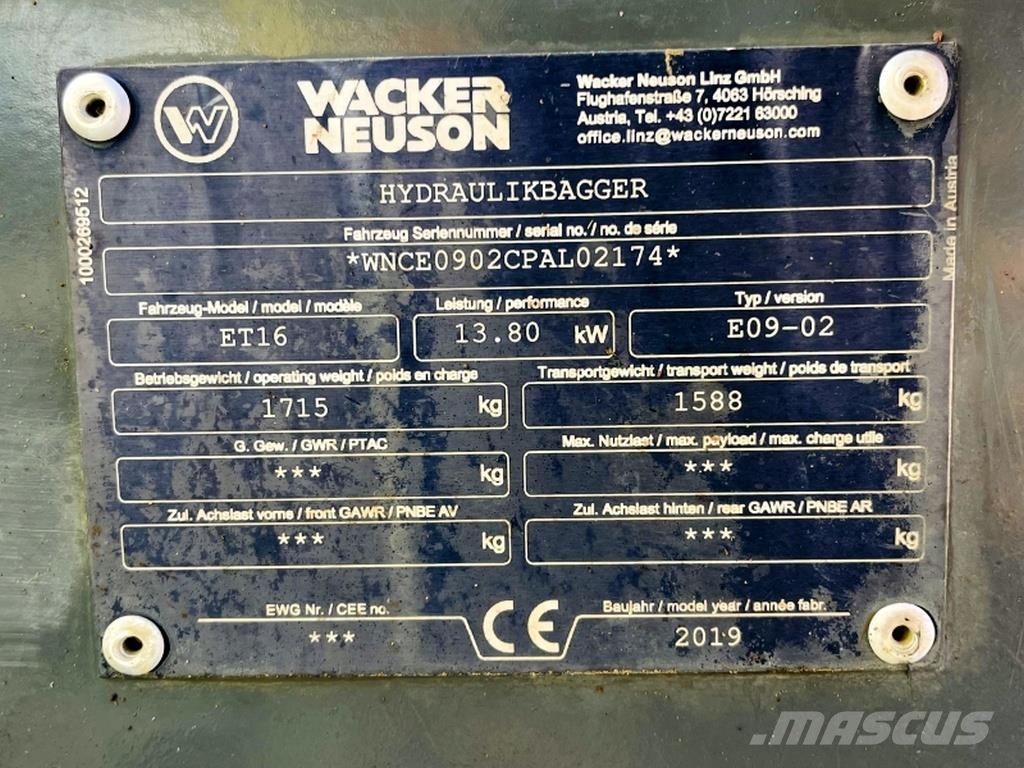 Neuson ET16 حفارات صغيرة أقل من 7 طن (حفارات صغيرة)