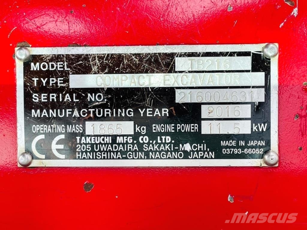 Takeuchi TB216 Міні-екскаватори < 7т