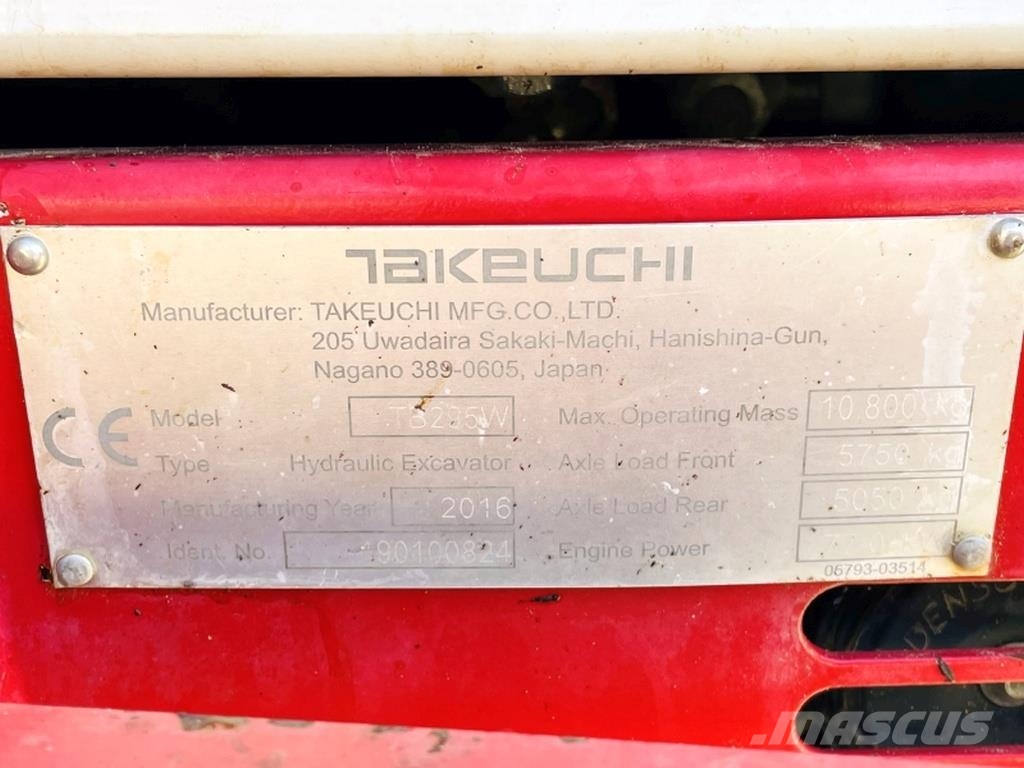 Takeuchi TB295W Lastik tekerli ekskavatörler
