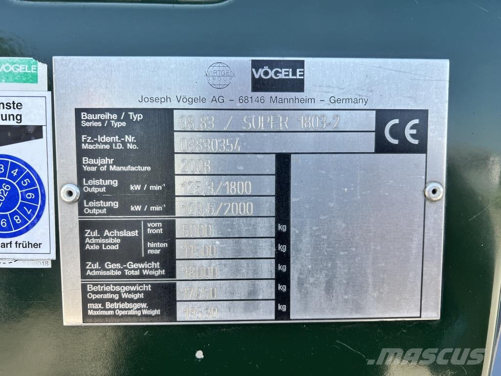 Vögele Super 1803-2 沥青摊铺机