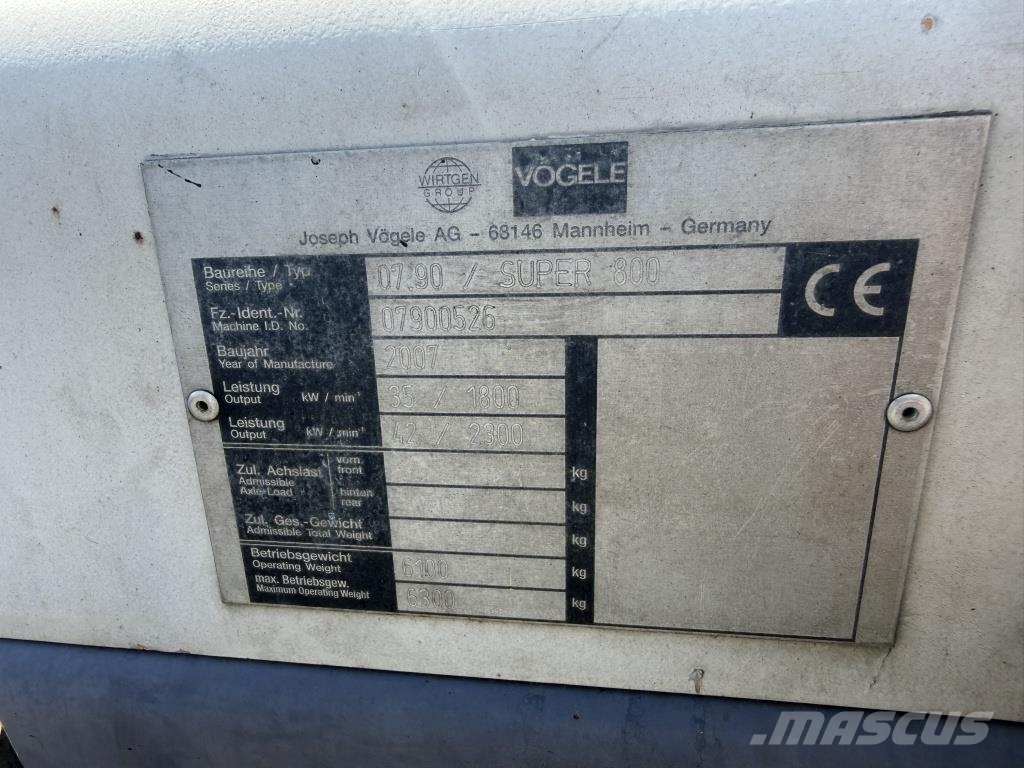Vögele Super 800 Typ 07.90 Asfaltadoras