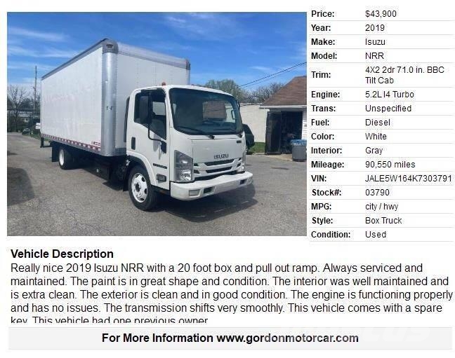 Isuzu NRR Грузовики-Фургоны