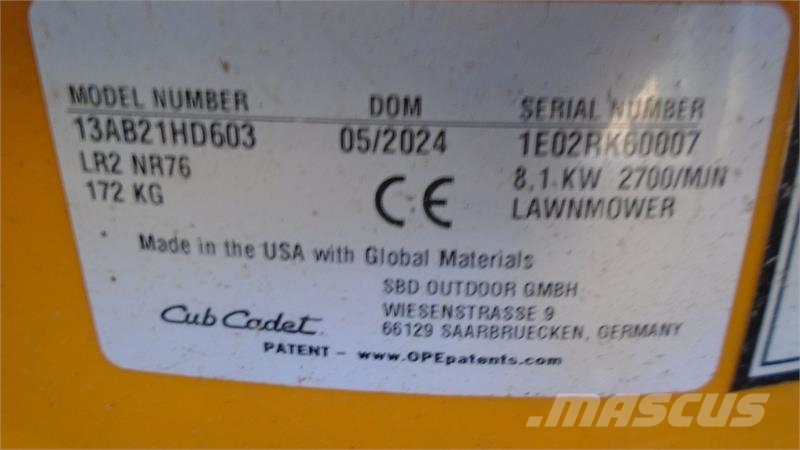 Cub Cadet LR2 NR76 - Årg. 2025 Kompaktní traktory
