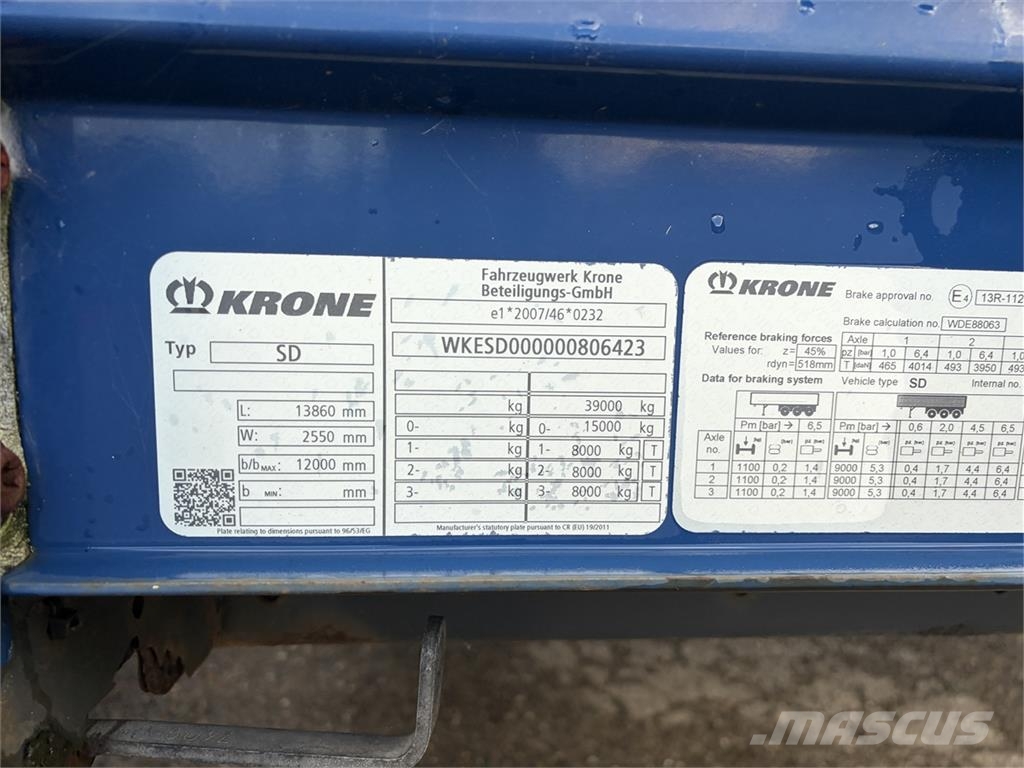 Krone 3 aks Gardin trailer Curtain sider semi-trailers