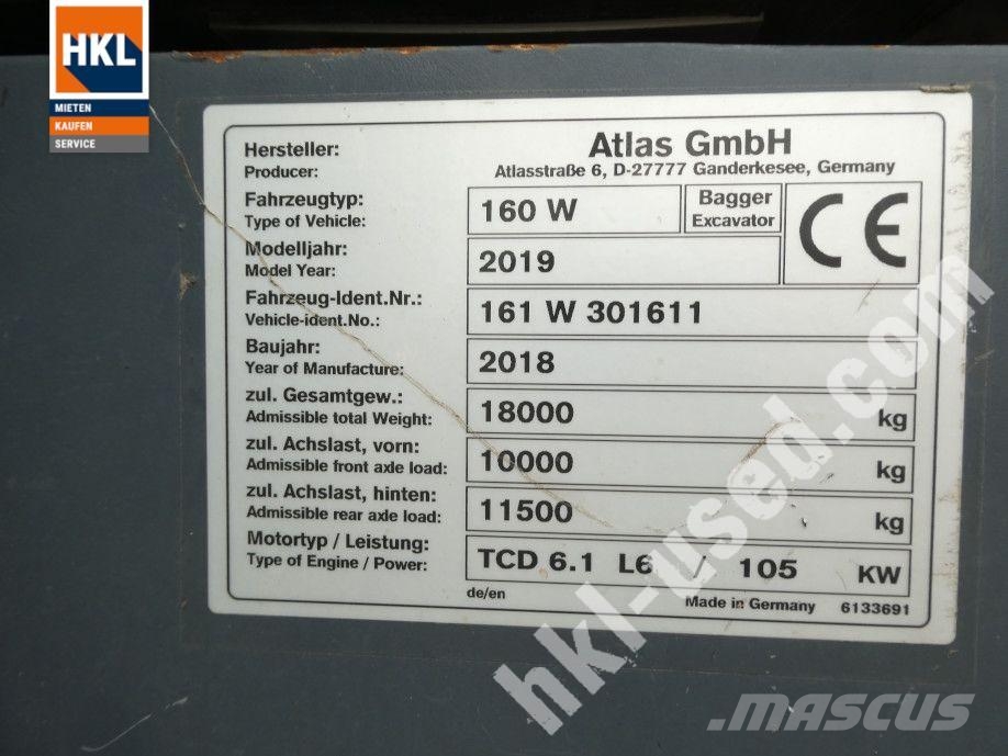 Atlas 160W Εκσκαφείς με τροχούς - λάστιχα