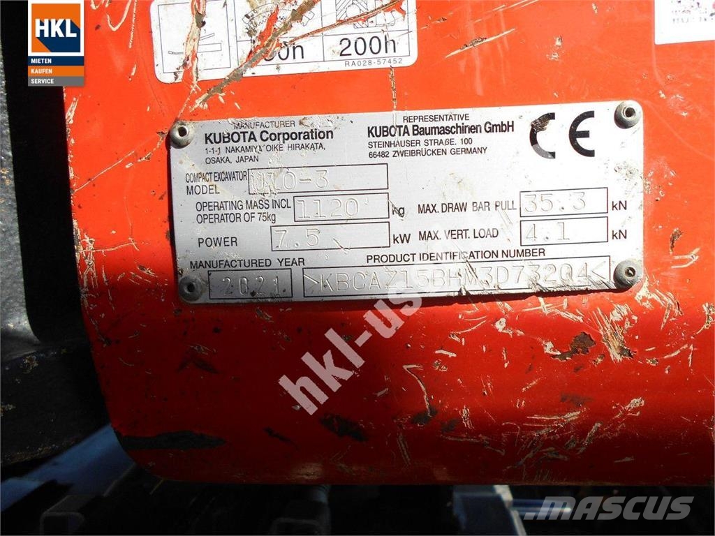 Kubota U 10-3 Mini pelle < 7t