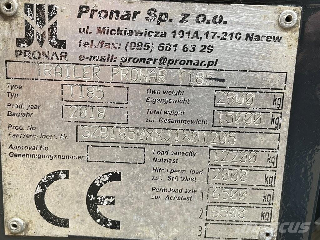 12 ton Pronar T185 kroghejsvogn Semi-reboques rebaixados