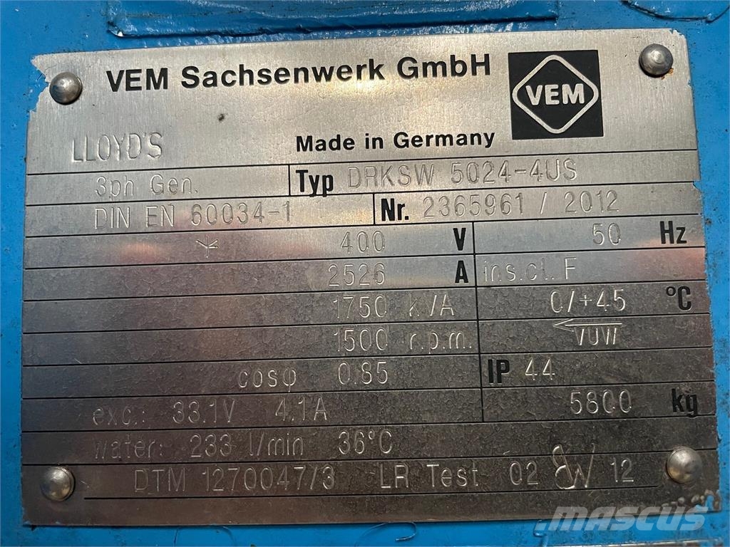 1750 kVA VEM Generator type DRKSW 5024-4US Ostali generatori