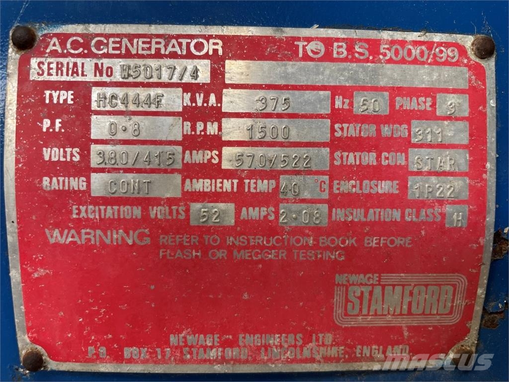 375 kva Perkins Serie 2000 generatorsæt Type P360E Other Generators