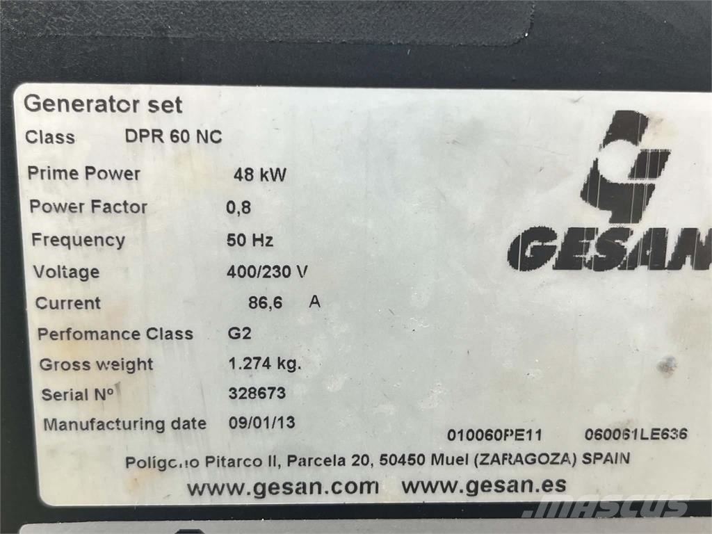 60 kVA Gesan DPR 60 NC Generatoranlæg 기타 발전기