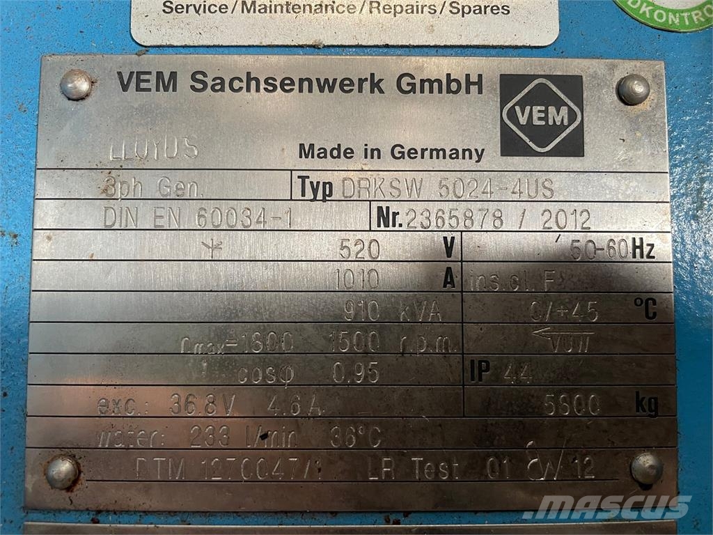 910 kVA VEM Generator type DRKSW 5024-4US Ostali generatori