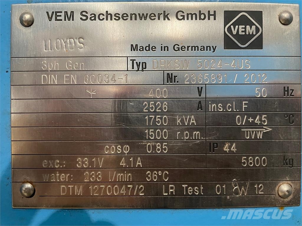 910 kVA VEM Generator type DRKSW 5024-4US Ostali generatori