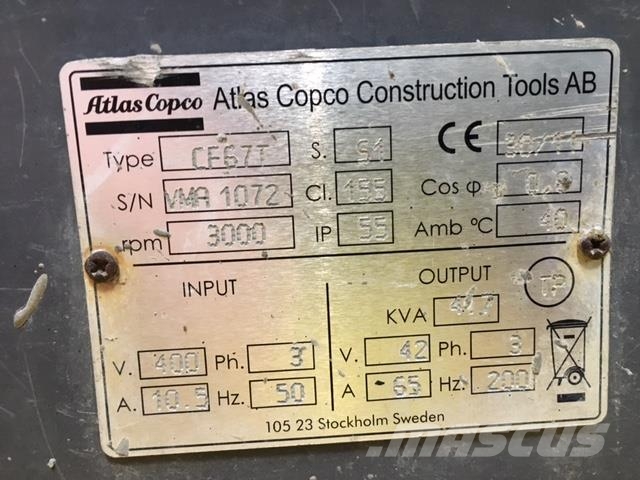 Atlas Copco stavvibrator / frekvensomformer Vibraatorid