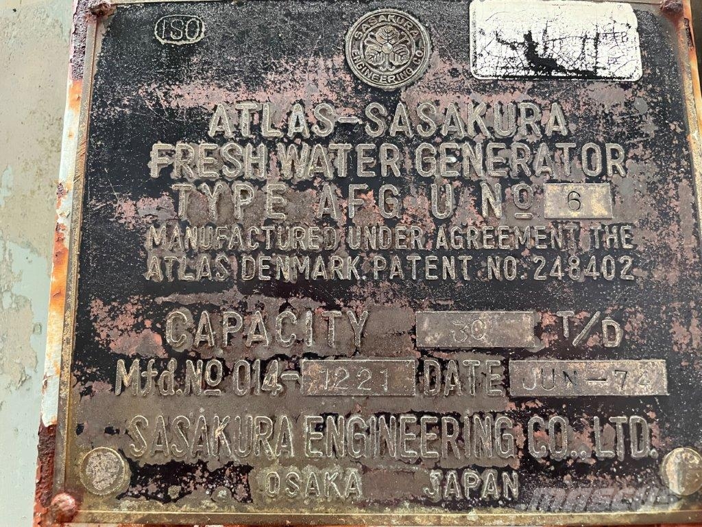 Atlas Sasakura Type AFGU 6 watermaker Tengeri motor egységek