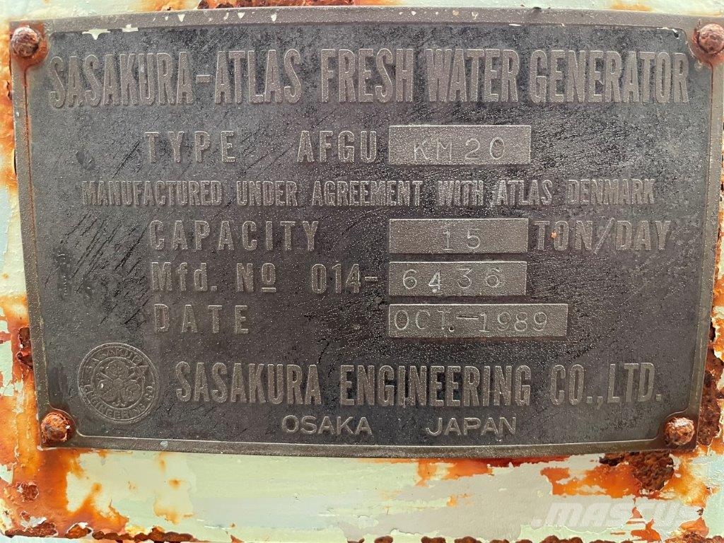 Atlas Sasakura Type AFGU KM20 watermaker Tengeri motor egységek