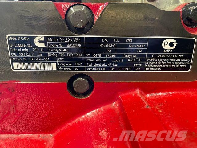 Cummins motor model ISF 3.8 S 3154 Motores