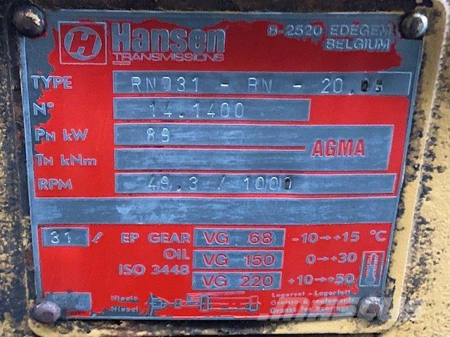 Hansen Transmissions gear type RND31-BN-20,08 Cajas de cambios