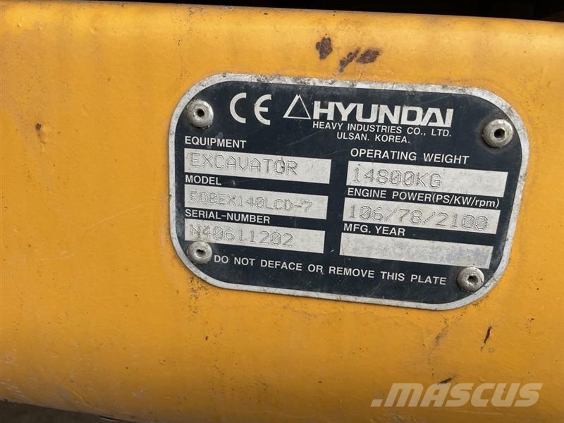 Hyundai R140LCD-7 gravemaskine Rupsgraafmachines