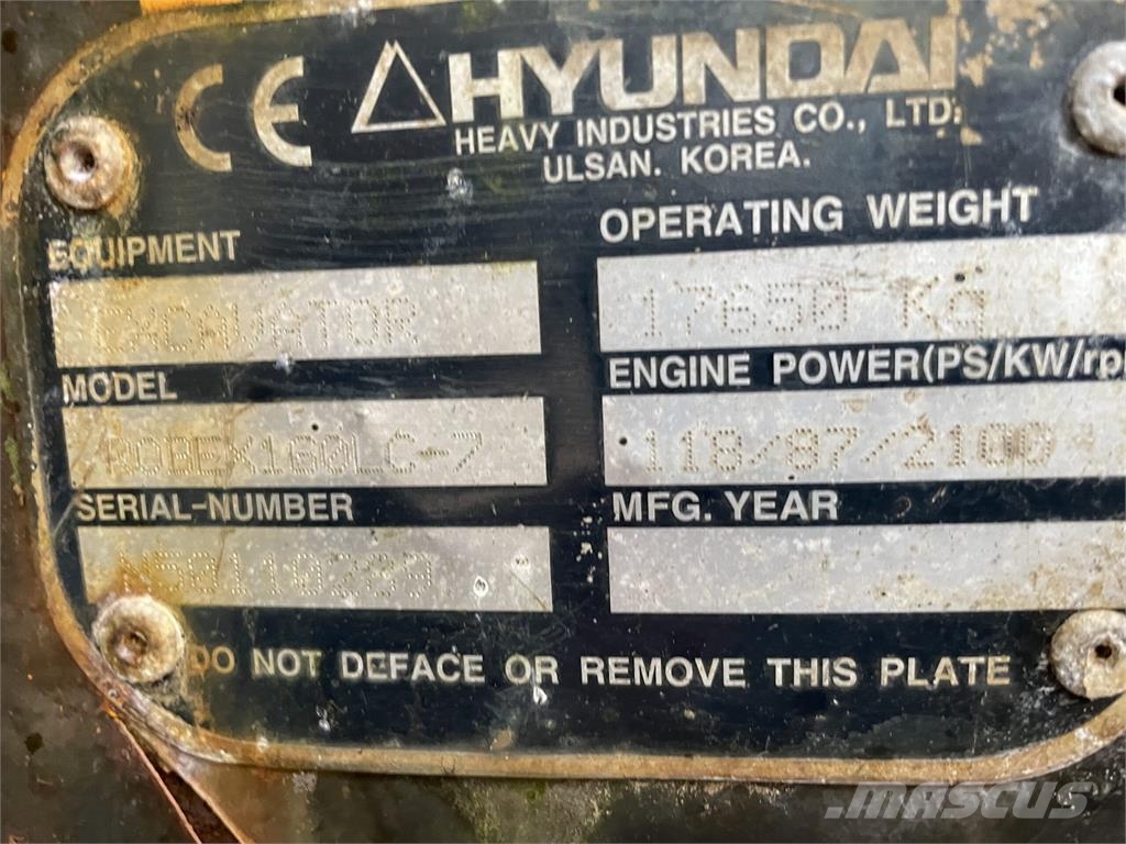Hyundai R160LC-7 gravemaskine - til ophug Excavadoras sobre orugas