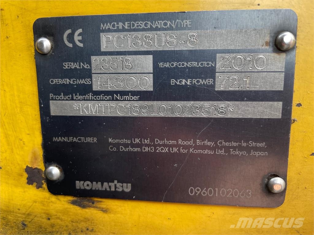 Komatsu PC138US-8 gravemaskine til ophug حفارات زحافة