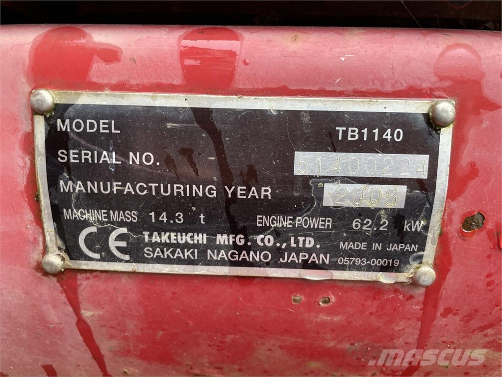Takeuchi TB1140 gravemaskine - til ophug Roomikekskavaatorid