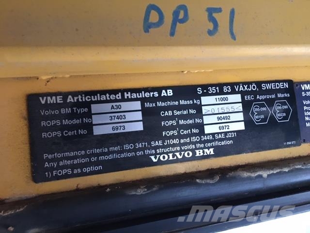 Volvo A30 dumper - 6 x 6 - til ophug. Demperi za gradilišta
