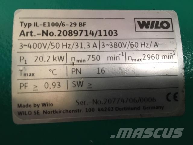  WILO IL-E100/6-29BF PUMPE Bombas de agua