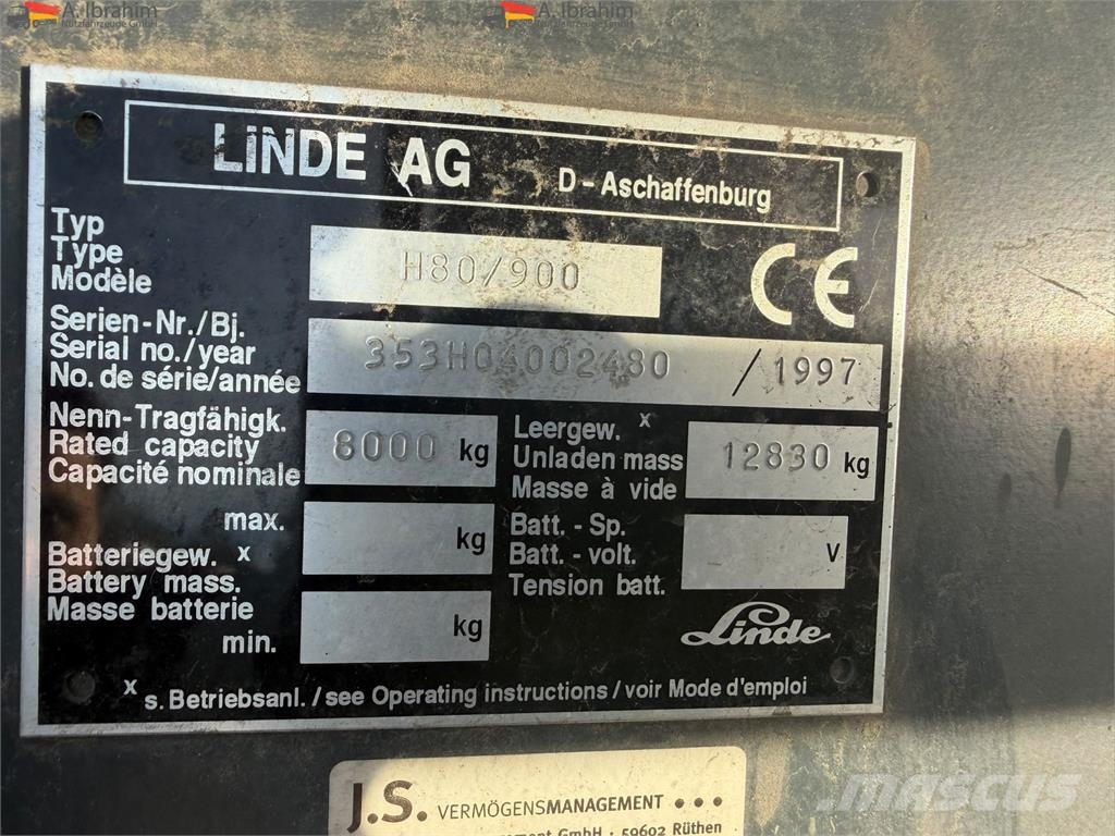 Linde H80/900 8 Tons Tragkraft Diesel Viličari - ostalo
