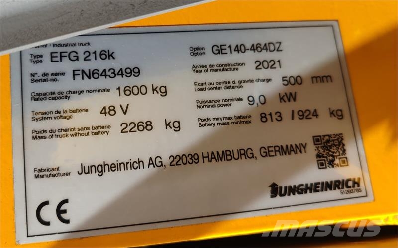 Jungheinrich EFG 216k 880mh/ 4.6m/ 2021y Další