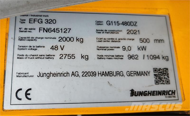 Jungheinrich EFG 320 4.8m/ 3728mh/ 4v Електрически вилични кари-повдигачи