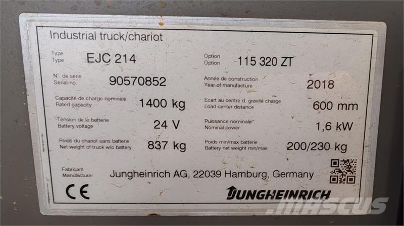 Jungheinrich EJC 214 1.4t/ 3.2m/ 2535mh/ 2018yy Другие складские механизмы