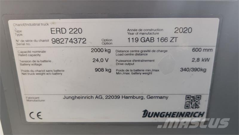 Jungheinrich ERD 220 1.66m/ 1902mh/ 2020y Ručni paletni viljuškari
