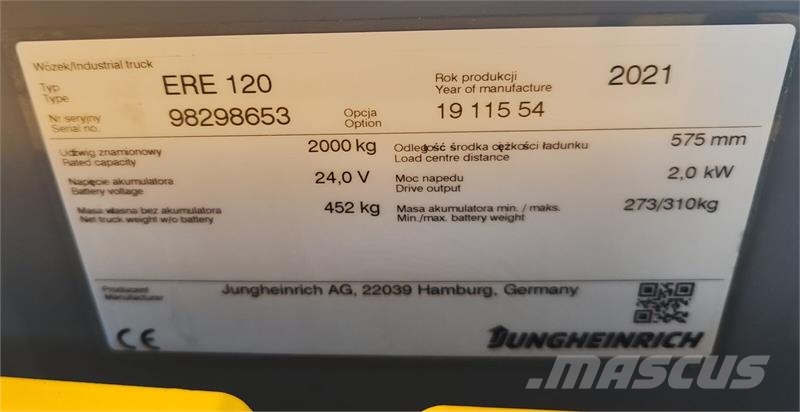 Jungheinrich ERE 120 2t/ 2021yy Låglyftare utan plattform